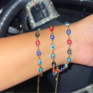 New Gold Plated Multi Color Evil Eye Bracelet